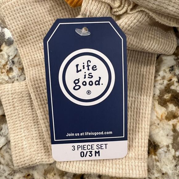 NWT Life is Good Baby Girl Fall Pumpkin Bodysuit, Jogger & Headband Set - 0-3M - Picture 8 of 8